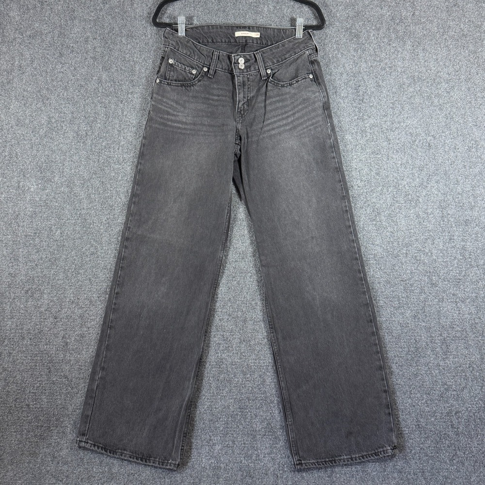 Levis Superlow Wide Leg Jeans Womens 28x32 Black Low Rise Y2K Baggy Grunge